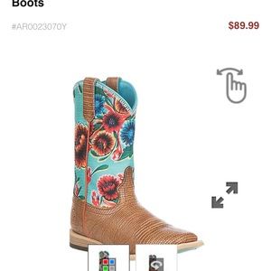 Ariat Kids Lizard & Floral Square Toe Boot.